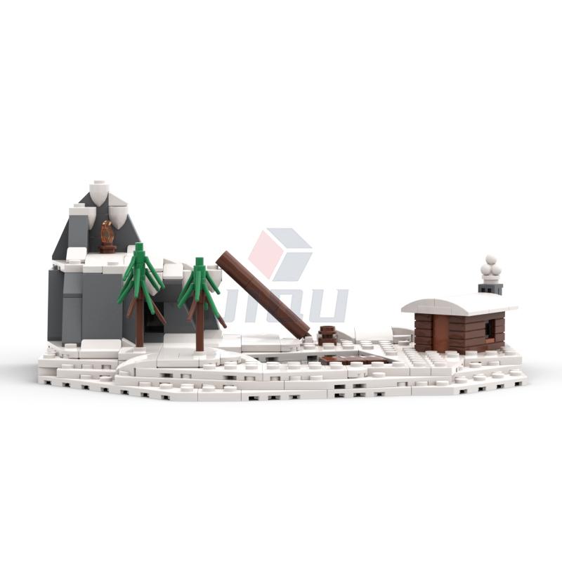 Non-Toxic Winter Mountain Landscape Model Building Blocks City Street Snow House Scene Construction Moc Bricks Diy Kid Toy Christmas Gifts