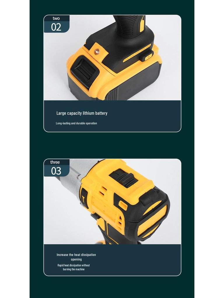 13mm Rechargeable Brushless Impact Hand Drill with High-Power Lithium Battery