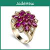 Flower Corundum Red Pomoiii Zircon Rings For Girl With Dazzling Red Stone Romantic Birthday Gift For Women Present Jewelry