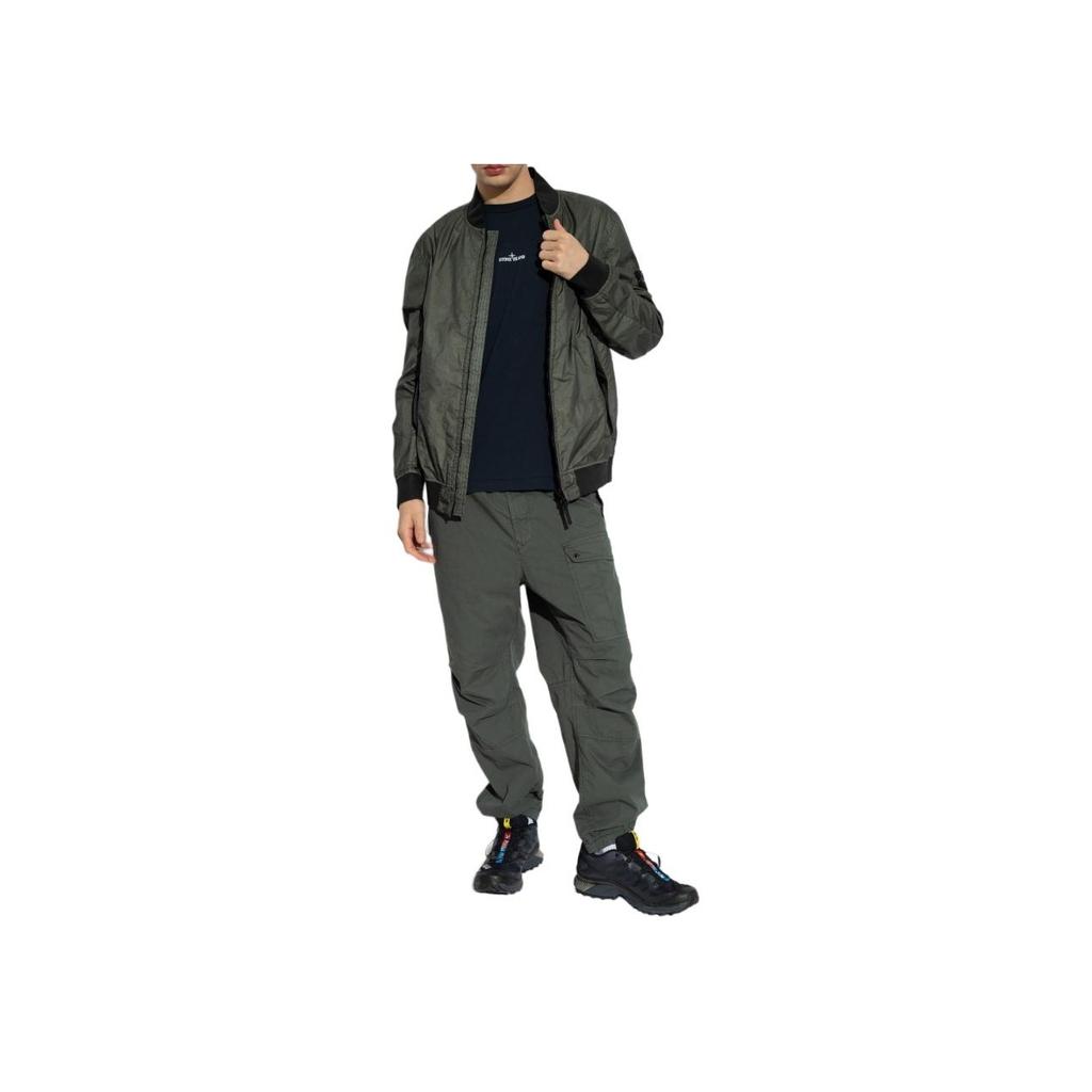 STONE ISLAND T-shirt męski z krótkim rękawem, dopasowany, z okrągłym dekoltem, z nadrukiem liter, kolekcja SS24, kolor granatowy, 80152RC89-V0020