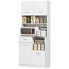 Mobile Dispensa in Legno con Cassetto, 4 Ante e 3 Ripiani Aperti, 80x35x180 cm, Bianco