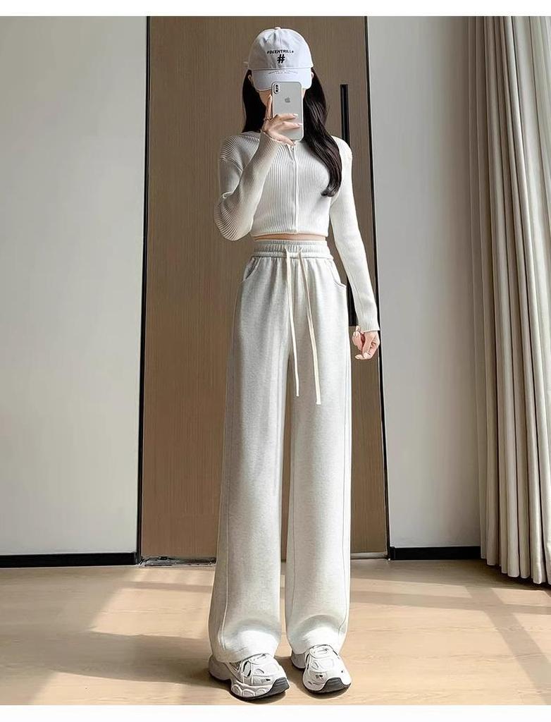 Women's High-Waist Slimming Petite Banana Sweatpants - Narrow Leg, Draped Style for Spring & Autumn, 145cm Length