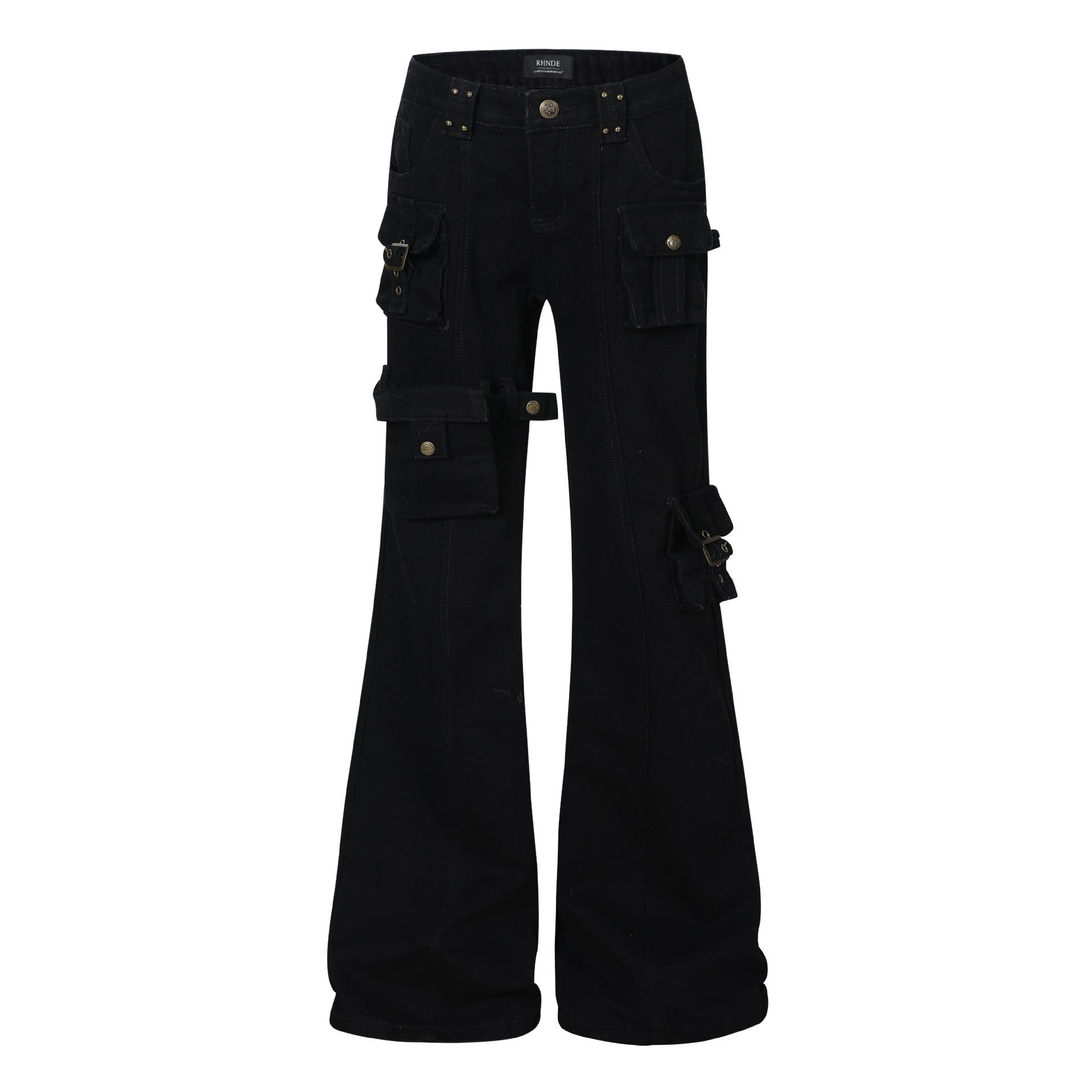 Guan Qu Spring 26: American Retro Spicy Girl Micro Flare Denim Pants for Women Medium