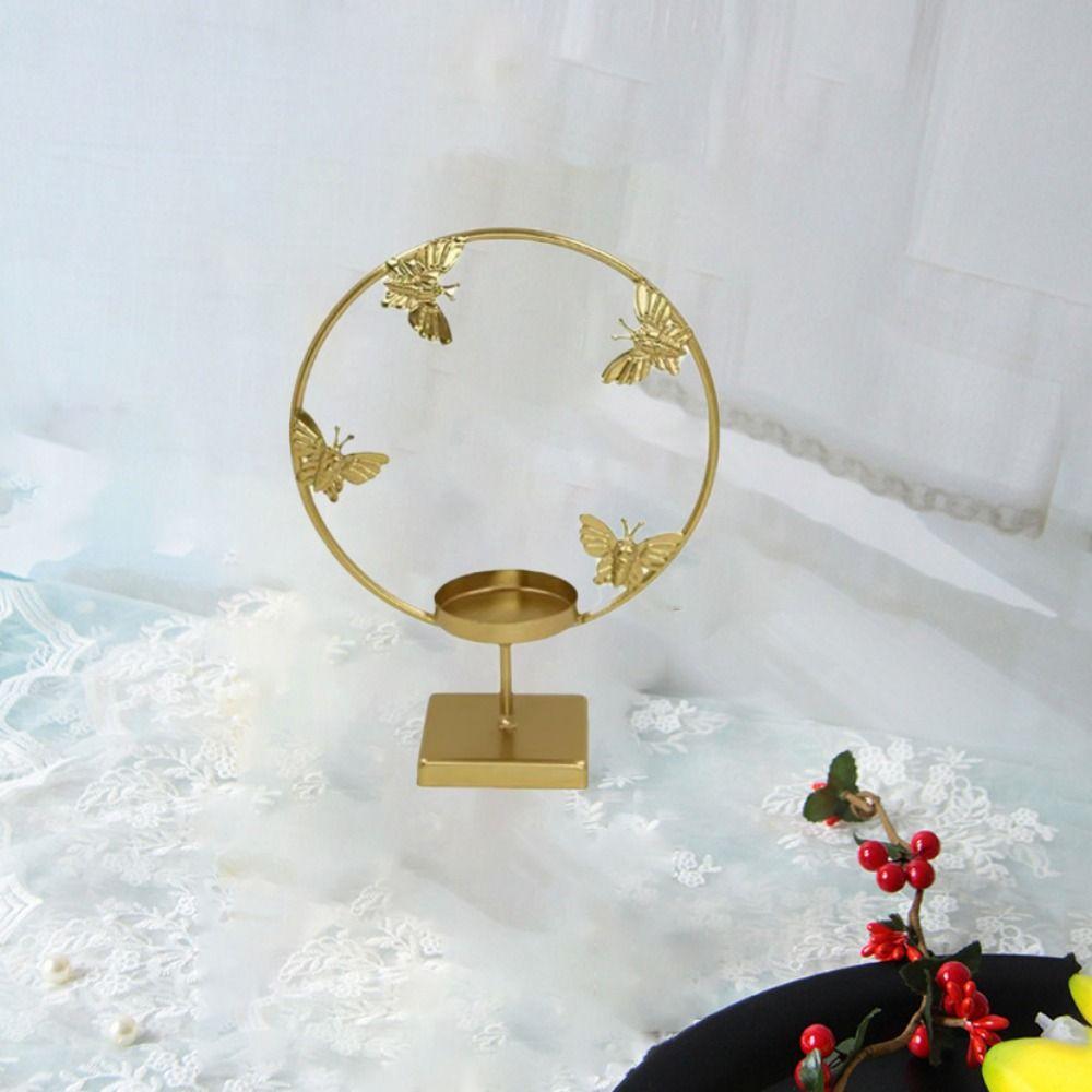 Gold Iron Candle Holder Exquisite Desktop Tealight Holder  Wedding Props
