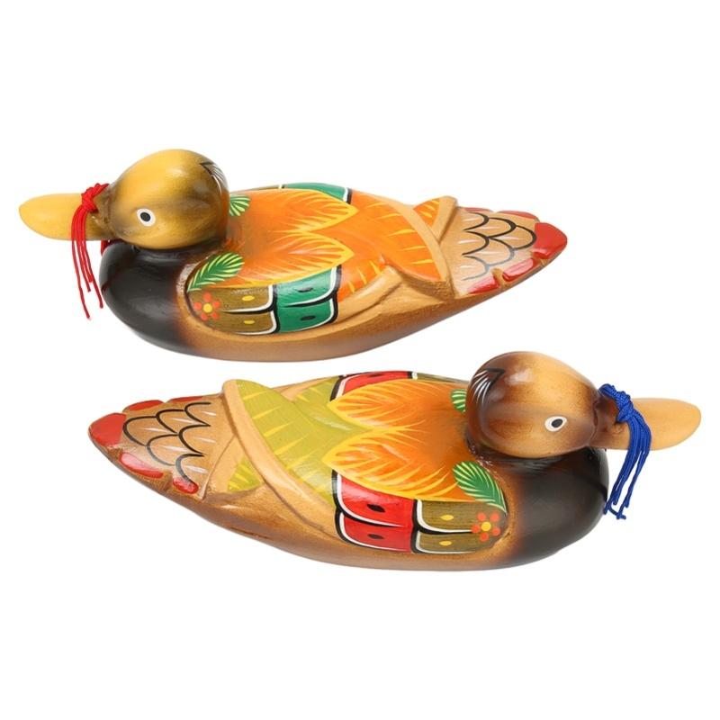 1 Pair Wooden Mandarin Duck Ornament Water Based Paint Romantic Waterproof Mandarin Duck Decor Office Desk Decor For Wedding