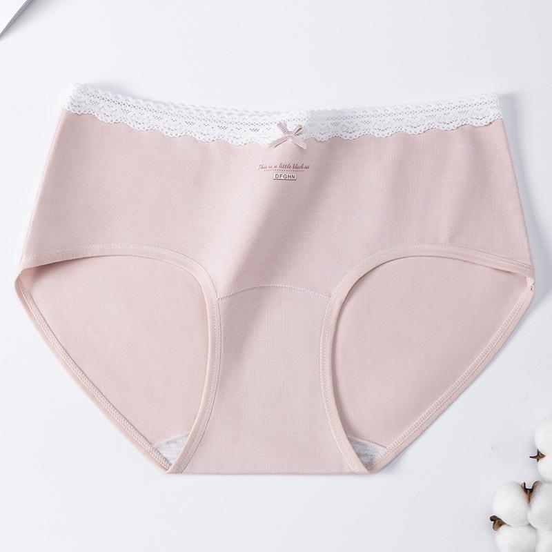 Women's Spring and Autumn Cotton 10A Antibacterial Extended Cotton Crotch Middle Waist Triangle Briefs