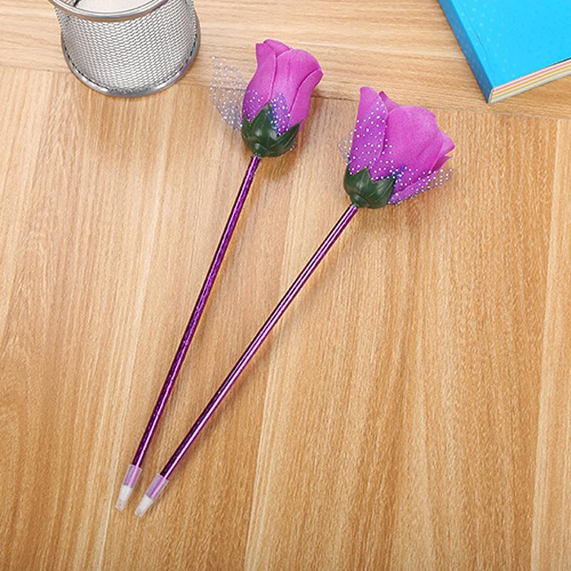 10 ks Růžové kuličkové pero Kreativní květinová pera Květiny Růže Zábavné psaní Roztomilé psací potřeby Látka Plast Květinový dárek