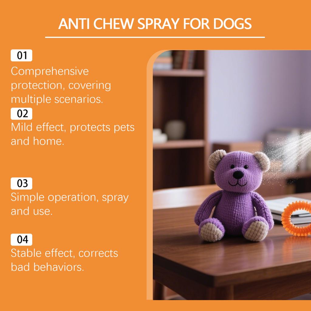 Anti Chew Spray for Dogs Natural Plant-Based Bitter Taste Deterrent Spray To Prevent Chewing and Biting for Pets 100ml Bottle