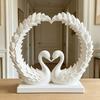 3D Printed Heart Shape Swan Couple Figurine, Romantic Love Statue for Wedding Women Couple Wife, Modern Style Decor for Shelf Office Living Room