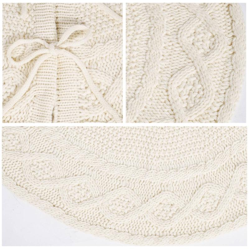 Adjustable Size Christmas Tree Base Rings Handmade White Tree Skirt Elegant Tree Stadn Skirt for Festival Decors