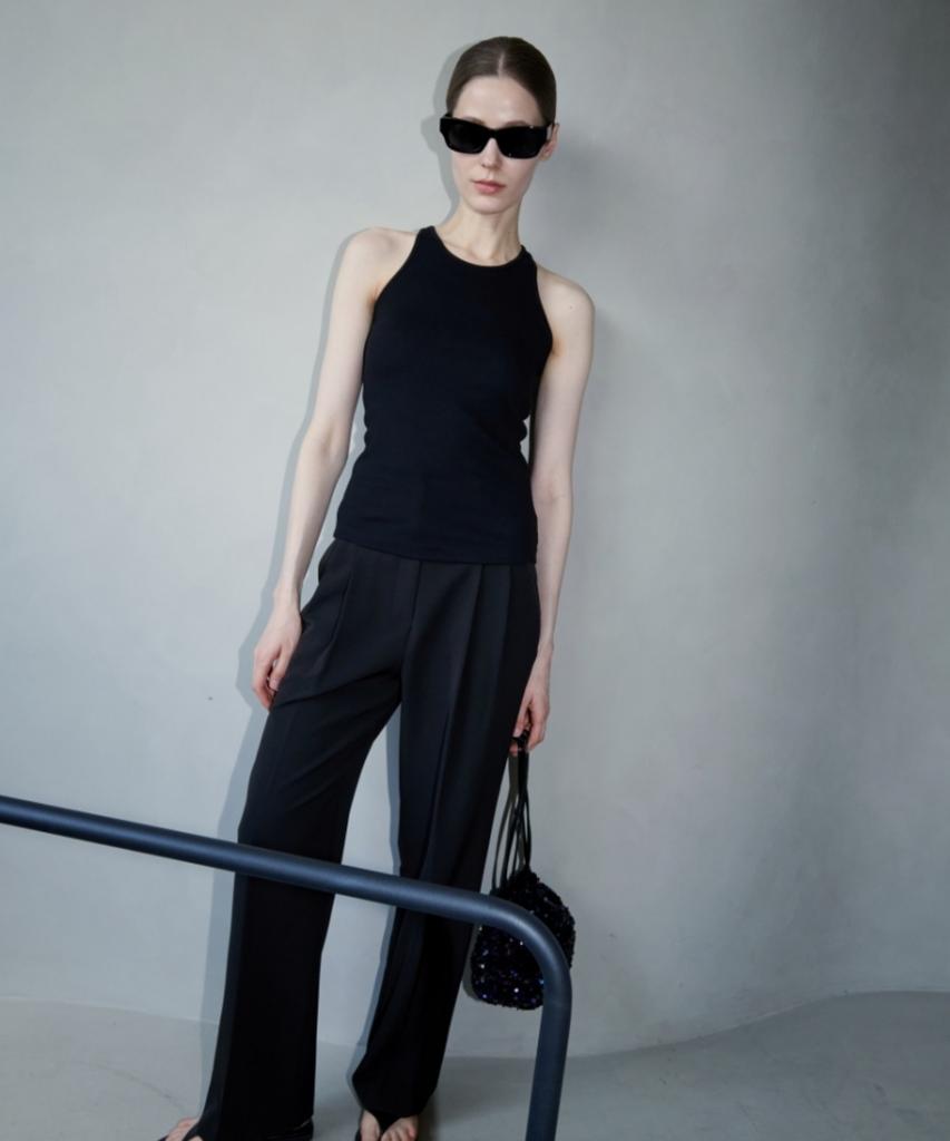 Owaiwai Comfort Pintuck Slacks Pants_Black
