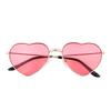 Ladies Pink Love Heart Shaped Sunglasses Women Girl Lolita Metal Frame Glasses Travel Fashion Womens Sunglass