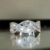 Huitan Luxury Shiny  Color Twisty Shaped Rings Inlaid Cubic Zirconia For Lady Wedding Party Engagement Accessories Jewelry