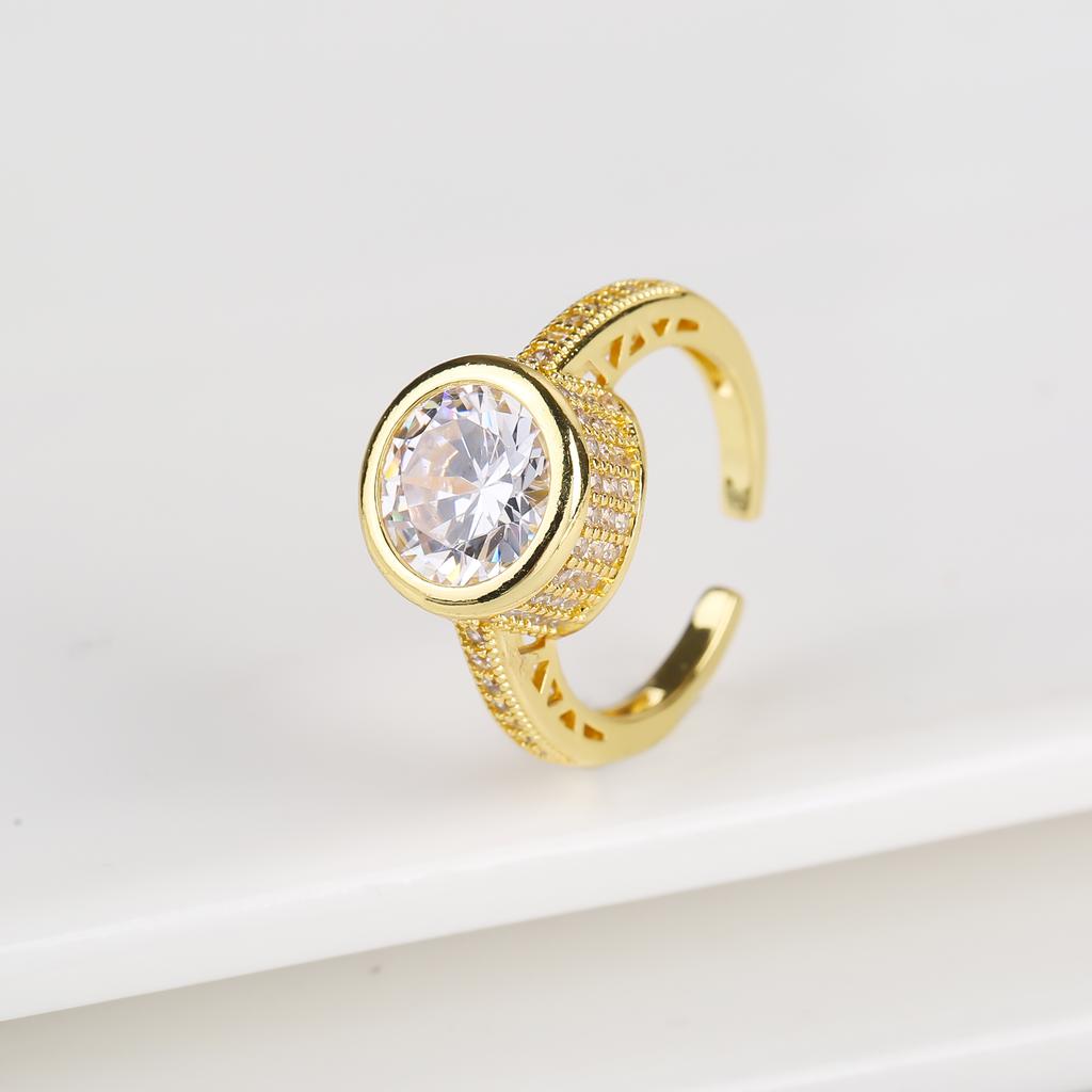 Neues Design 7 Farben Strass Verstellbarer Ring Exquisiter Damen Zirkonia Offener Finger Schmuck für Romantische Party Geschenk Tägliches Tragen