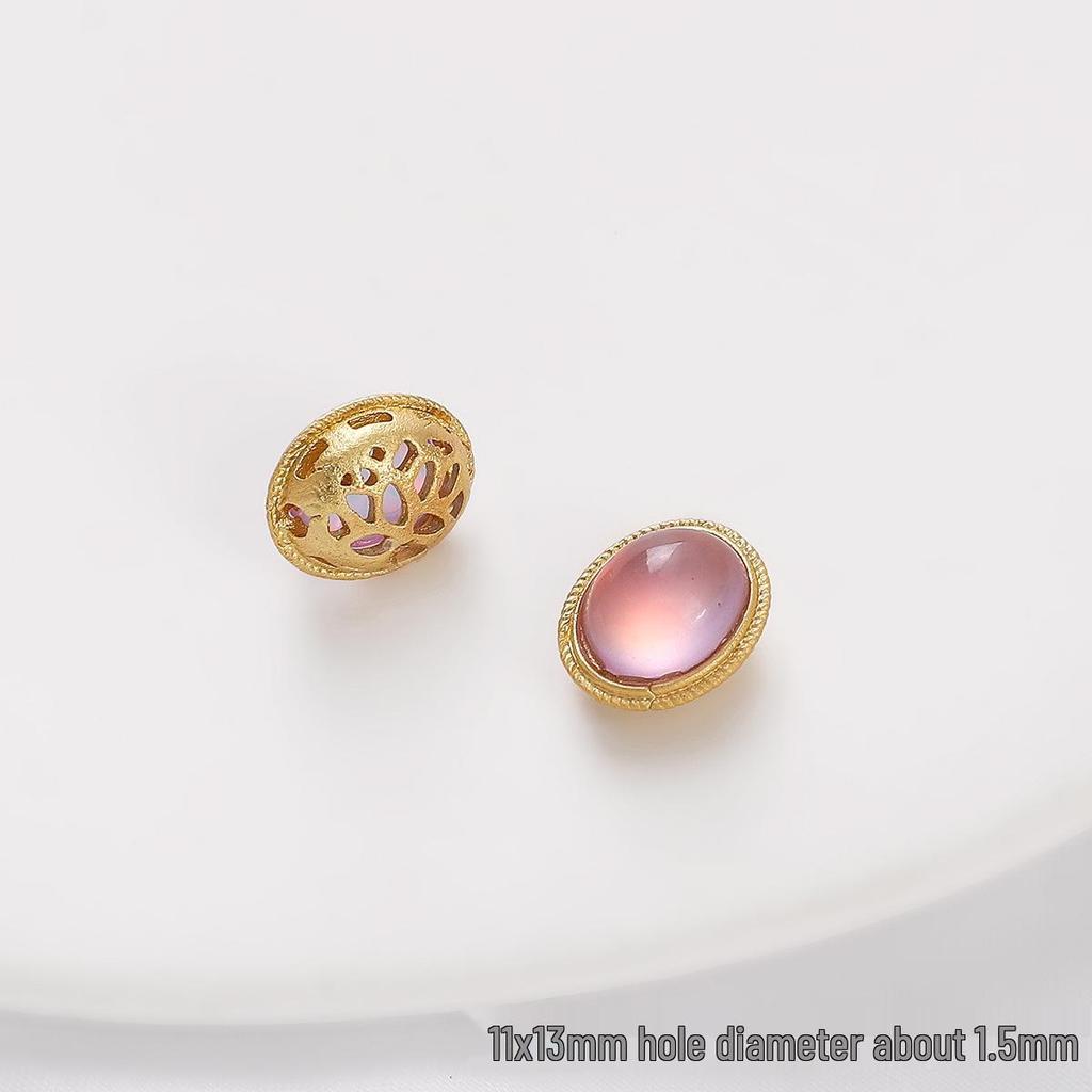 Pozlacené prolamované korálky s kočičím okem a imitací nefritu pro výrobu šperků DIY