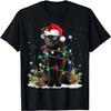 Black Cat Christmas Santa Hat Funny Meowy Cats Women Men T-Shirt