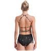 Womens Latin Dance Leotard Halter Neck Backless Design Rhinestone and Tassel Embellishments for Competitions and Shows