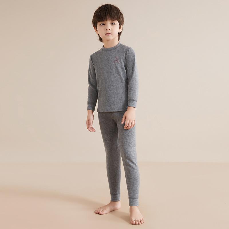 Children's Wool and Silk Thermal Underwear Set Boys and Girls Autumn Clothes and Pants German Baby Winter Double-Sided Fleece Pajamas