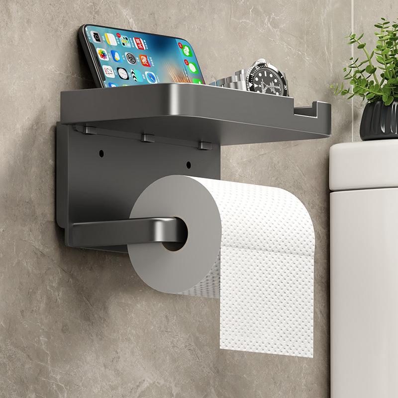 Bathroom Toilet Paper Box Roll Paper Towel Holder Punch-free Mobile Phone Toilet Paper Holder Paper Box Toilet Paper Storage Rack