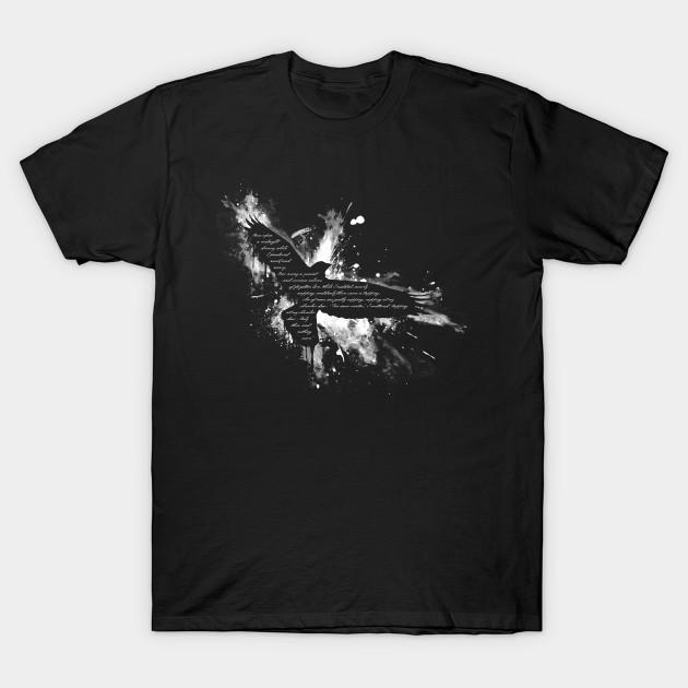 Men Black Print T-shirt Db Classic - The Raven No-Cut Transfer Paper Print Cotton Tshirt XL
