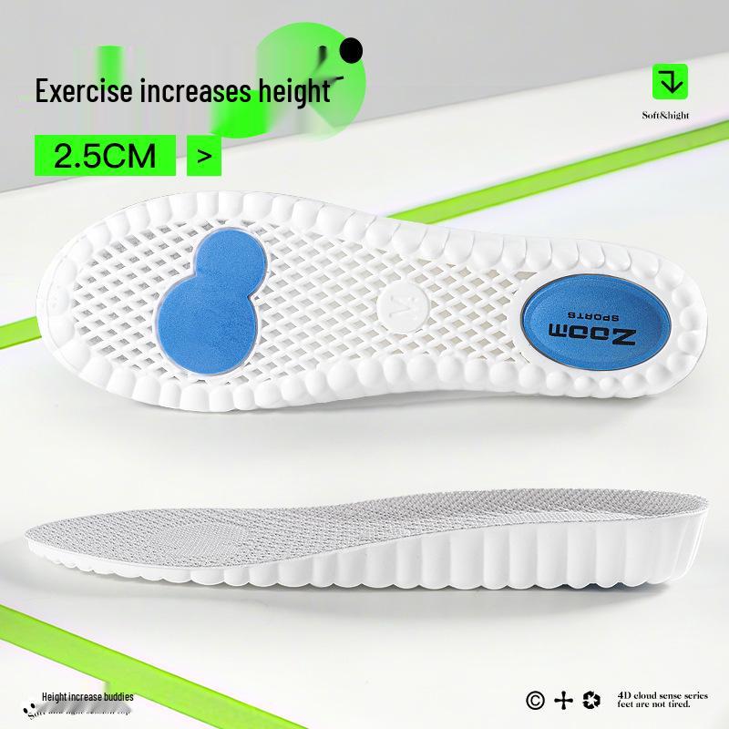 Unisex Height-Boosting Insoles: Invisible, Breathable, Deodorant, Shock-Absorbing for Sneakers and Boots.