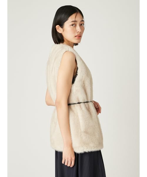 FRAY Fur Gilet Belt Set FWFJ254104 IVR I.D. Women's