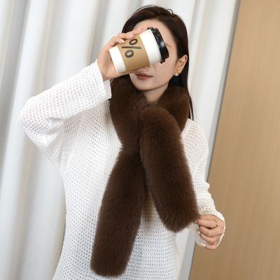 Faux-Fuchsfell-Schal Herbst Winter Vielseitiges langes Tuch Flauschig Damen Warm Nackenschutz Halswickel Fellkragen