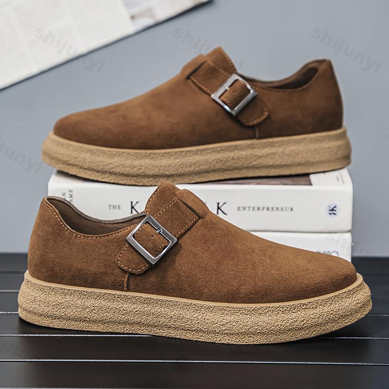 Men's Loafers 2025 Suede Leather Casual Shoe Retro Brown Men Fashion Comfort Slip-On Platform Shoes Men Zapatos De Hombre