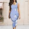 Women Plus Size Sleeveless Vest Dress Featuring Metal Ring Ornament At Left Neckline