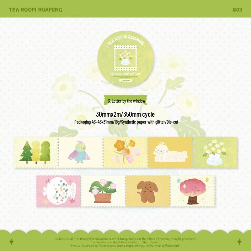 Twilight Tea Room Glitter Stickers: Cute Die-cut Scenery for Journals & DIY