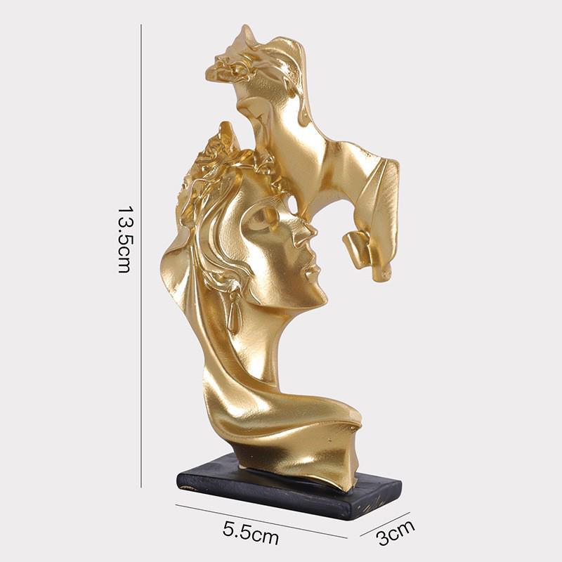 

Nordic Creative Silent Gold Resin Sculptures - Set of Three Abstract Ornaments for Retro Living Room Decor.