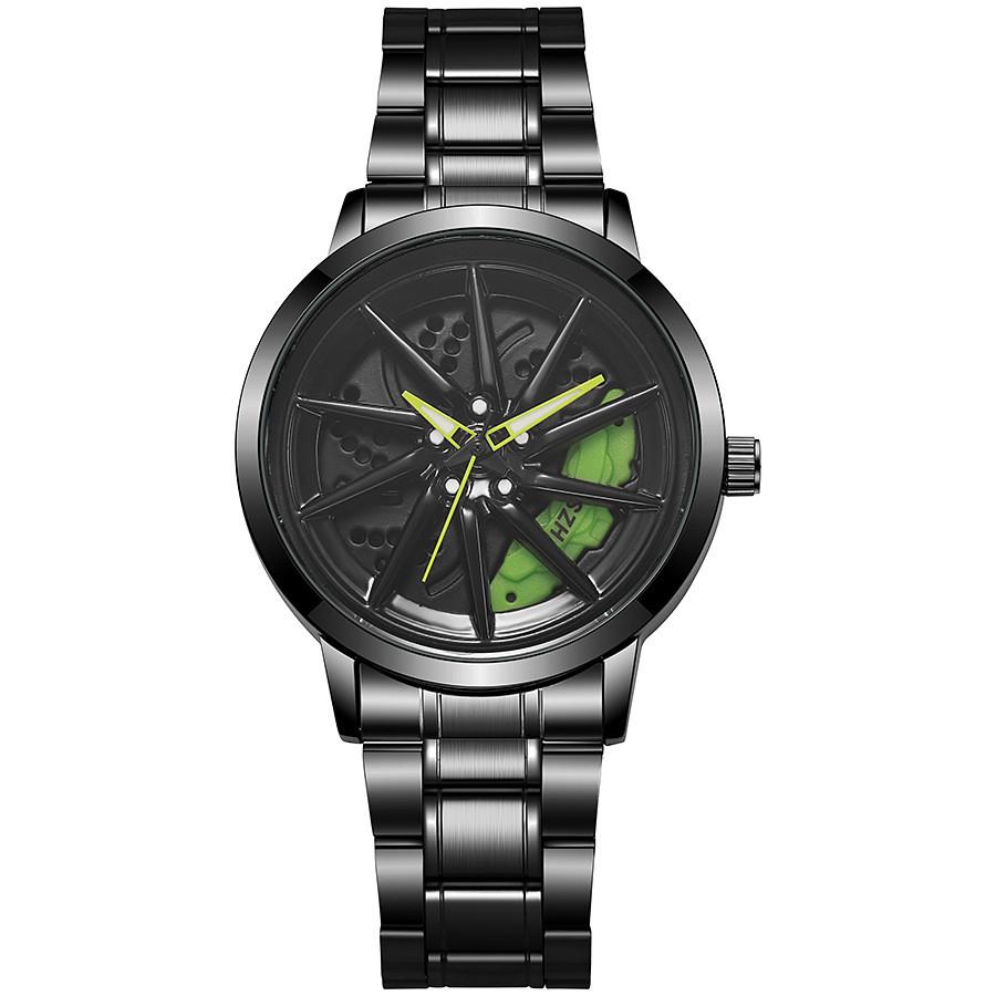 Sportwagenfelgen-Design Herren-Quarz-Uhr mit drehbarem Zifferblatt für Modebegeisterte