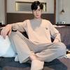 Cotton Pajamas Men's Spring and Fall Long-Sleeved Long Pants Korean Version of The Loose Homewear Solid Sleepwear Loungewear