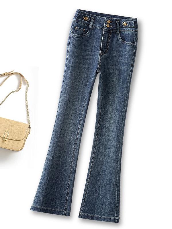 Stylish Women's High-Waist Micro-Flare Jeans, 2026 Spring/Autumn, Slimming & Versatile Body-Hugging Pants