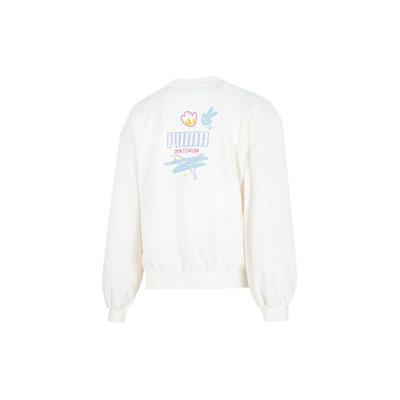 Puma Felpa alla moda casual ampia con motivo cartone animato logo girocollo American Vintage da donna top bianco sporco 537518-65