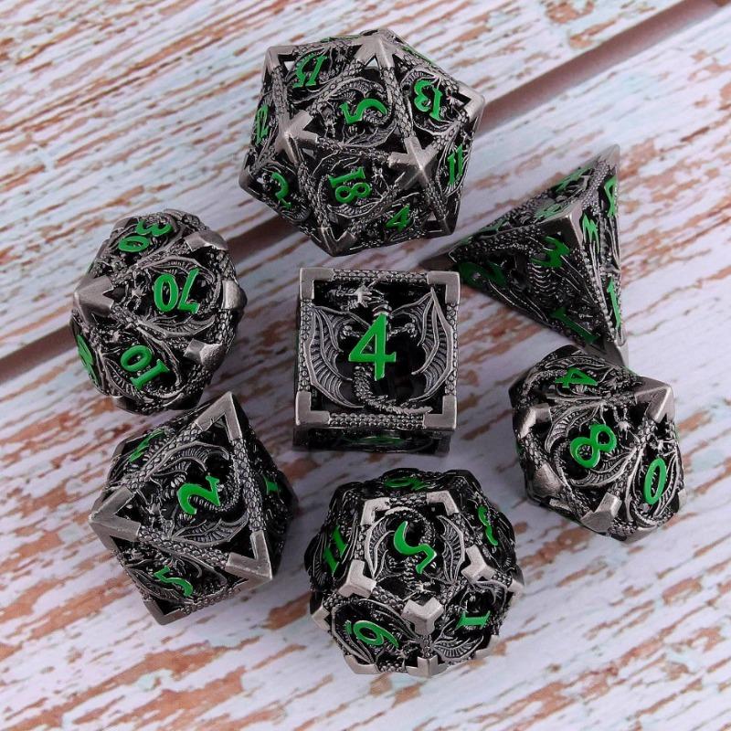 Set di Dadi Metallici Vuoti D&D Dadi Metallici Vuoti D&D 7 Pezzi Dadi Poliedrici