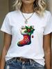 (Asian Size) tree watercolor  T Shirt Print Casual New Year Short Sleeve T-shirts Merry Christmas Fashion Women's Top O-neck Clothing Graphic Tee