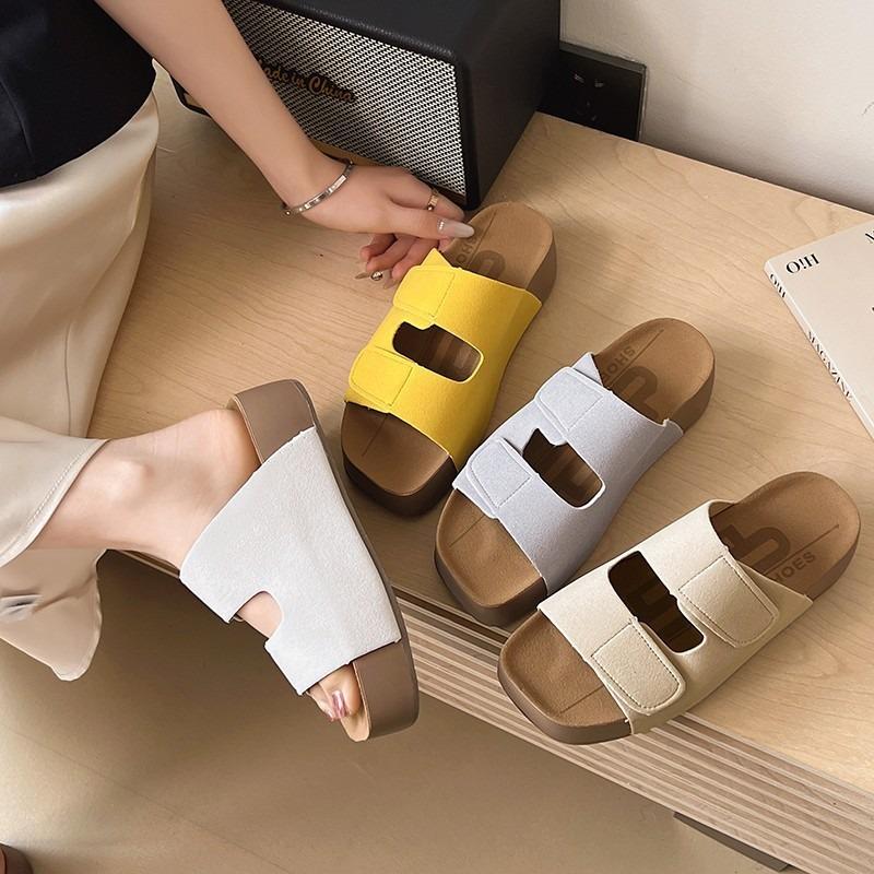 Cool slippers for women to wear summer new raw and clever toast, small leather thick-bottomed single height-increasing slippers