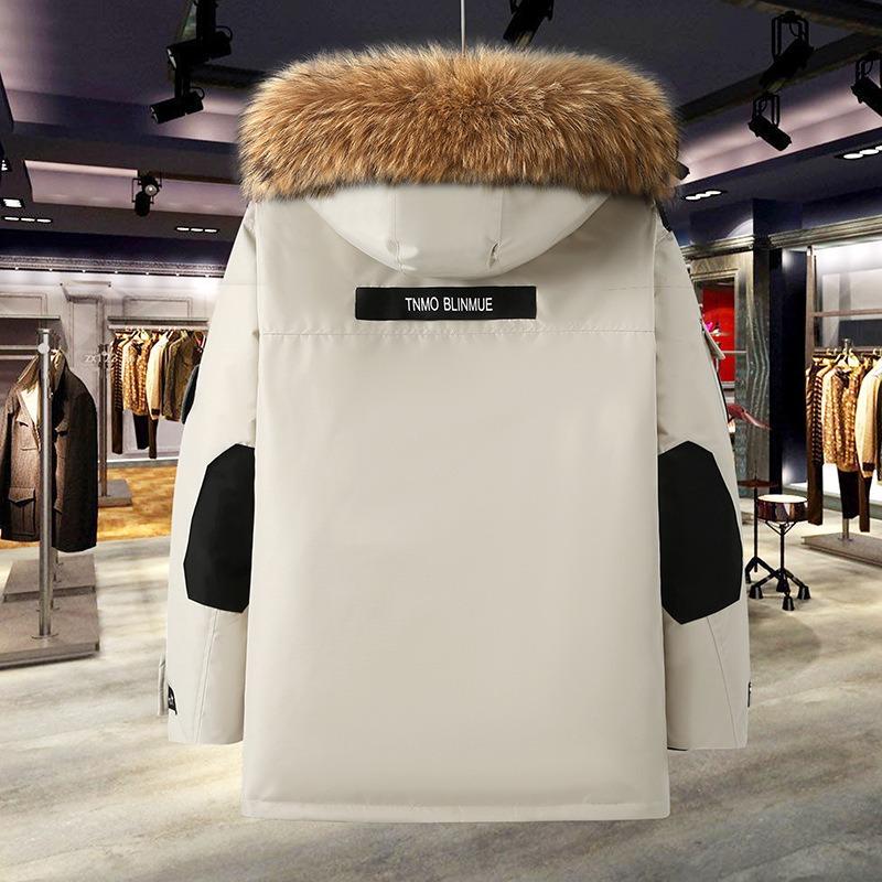 Winter new tooling men's and women's couple down jackets medium and long thickened version large size loose coat