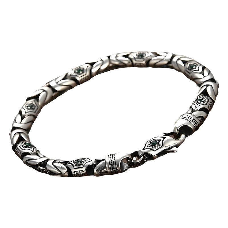Ping An Pattern Personalized Diamond Bracelet Court Green Retro Bracelet