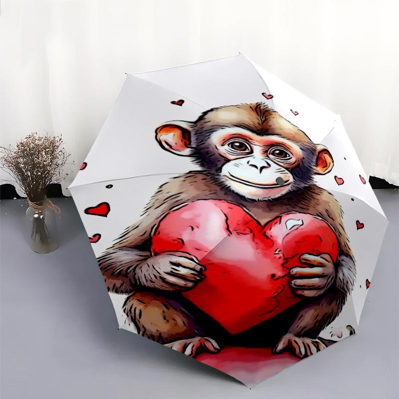 1pcAnimals cats monkeys cute turtles Umbrella Portable Folding Umbrella Iron Frame Hole Bone Structure Outdoor Home Umbrella