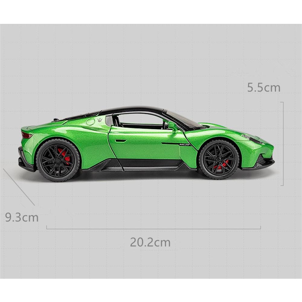 1/22 Scale Maserati MC20 Sport Car Model with Sound and Light, Pull Back Alloy Model Diecast Model Car for Kids Toy Gift