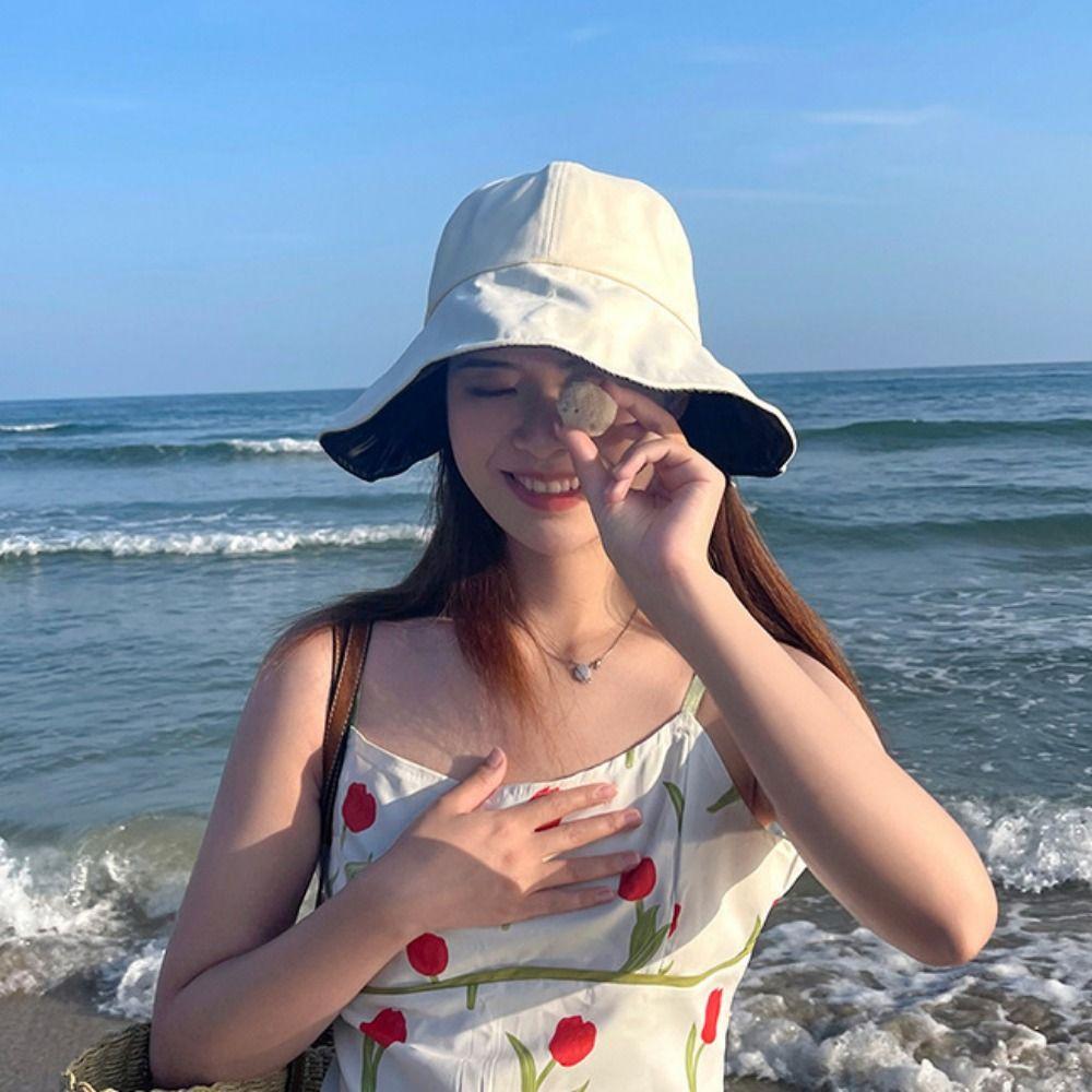Foldable Wide Brim Hat Adjustable Bucket Cap Women Sunscreen Hats UV Protection Hat  Outdoor