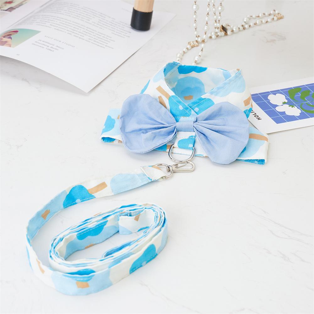 

Classic Pet Harness and Leash Set,Summer Pet Clothes with Matching Leash and Cute Bow Decoration for Cats and Puppy Outdoor Walking Dogs M