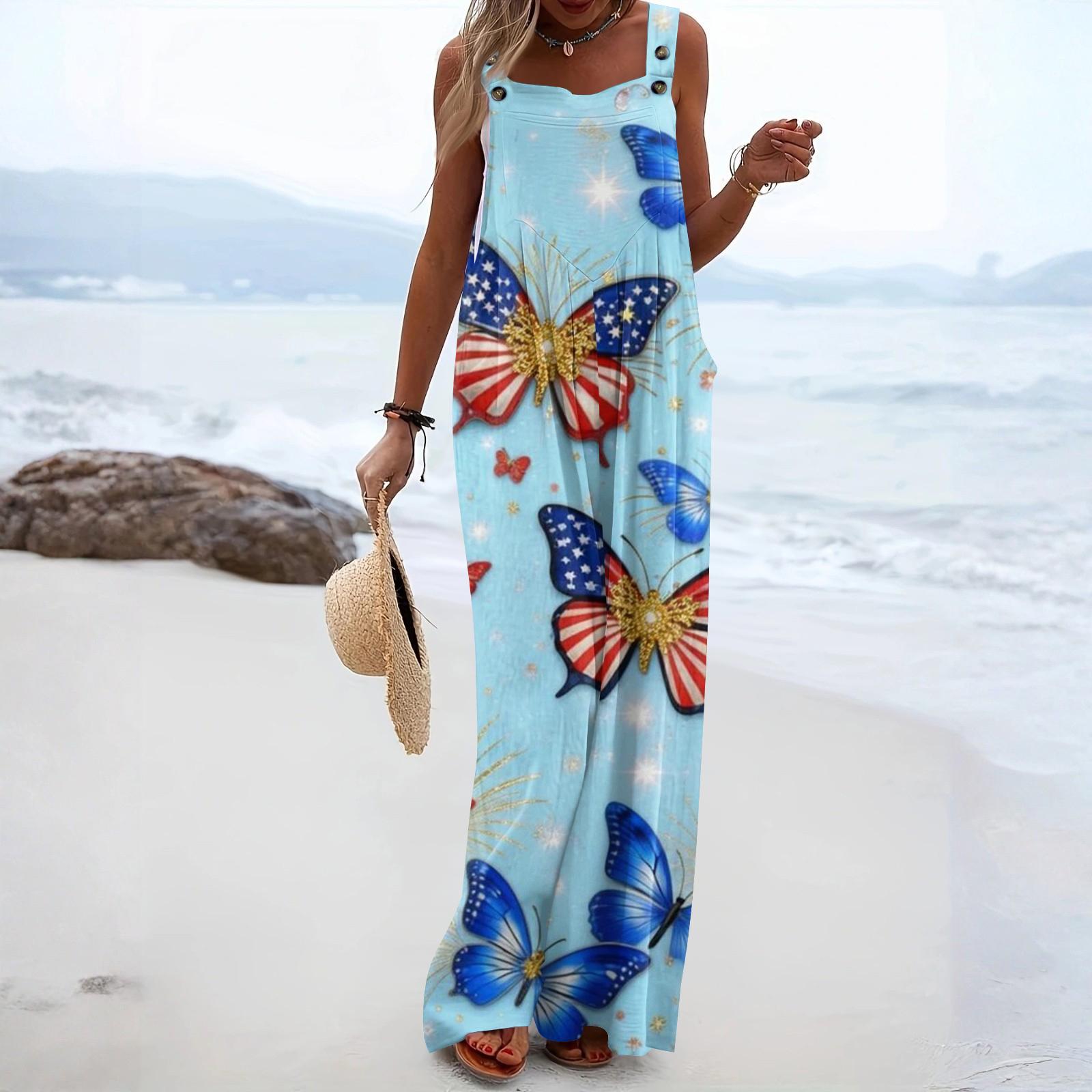 

Женский комбинезон Модный Повседневный С боковыми карманами Комбинезон с цветочным принтом S