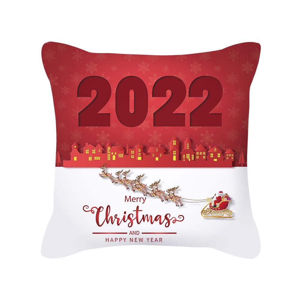 

Nordic Style Christmas Pillow Cover Peach Skin Cartoon Santa Claus Office Sofa Cushion Cover Home 45 * 45cm
