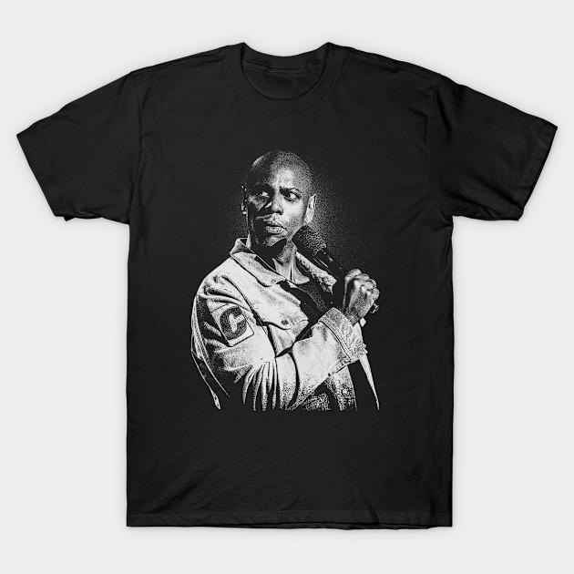 Men Black Print T-shirt Silver Dave Chappelle Shows Vintage No-Cut Transfer Paper Print Cotton Tshirt 2XL чёрный