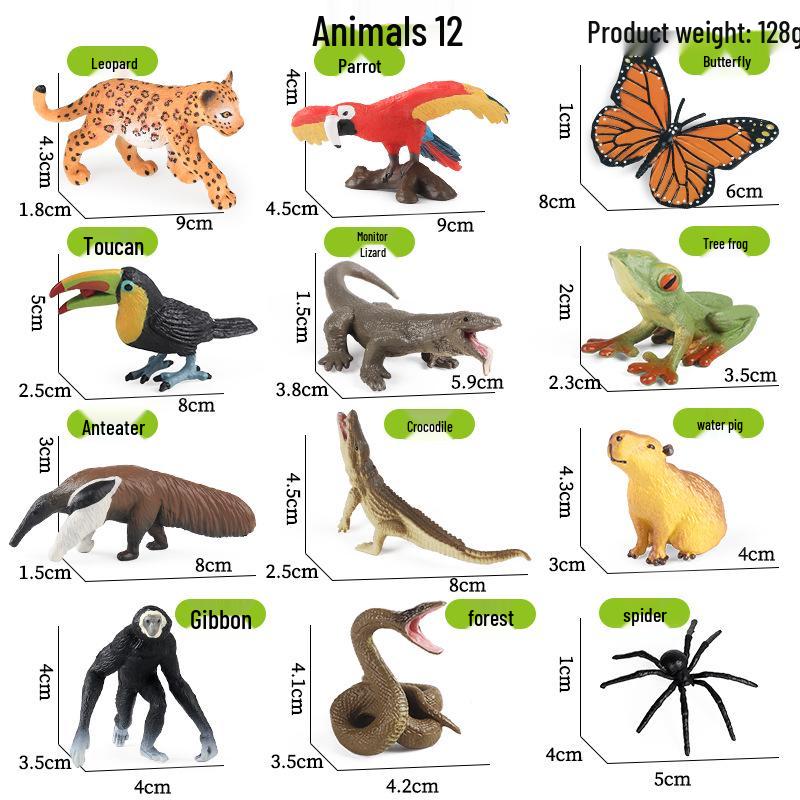 Large Insect Toy Set: Butterfly, Bee, Dragonfly, Ant, Cicada, and Rhinoceros Beetle Models for Kids