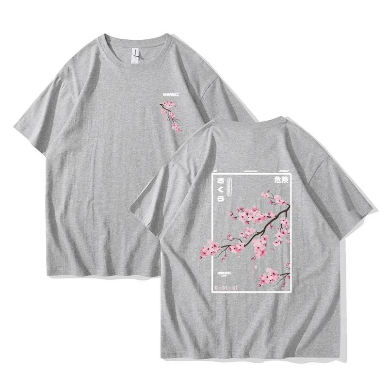2026 Summer New Pattern Tshirt  Animestyle Cherry Blossom Print ShortSleeved Comfortable Casual Tshirt S