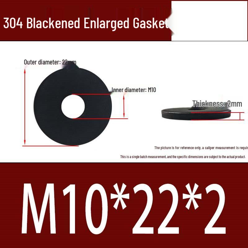 Large Black 304 Stainless Steel Ultra-Thin Oversized Flat Washer, Zinc-Plated